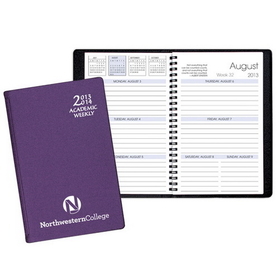 Custom SWB-25 Academic Weekly Planners, Frosted Vinyl Academic Weekly Desk, 5 1/2 x 8 1/2 inch, Wire-Bound