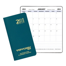 Custom TYP-11 Two Year Pocket Planners, Leatherette Covers, 3 1/2 x 6 1/2 inch, Stitched/Stapled