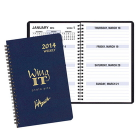 Custom WBL-21 Weekly Planners, Leatherette Covers, 5 1/2 x 8 1/2 inch, Wire-Bound