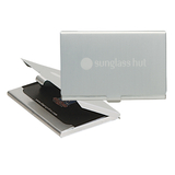 STOPNGO Line Custom 2 Tone Brushed Aluminum Business Card Holder, 3 5/8