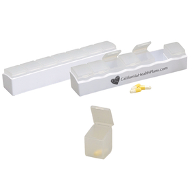 STOPNGO Line Custom Translucent White 7 Day Organizer Pillbox with Removable Compartments, 1 7/16" x 7 3/8"