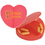 STOPNGO Line Custom Translucent Red Heart Shaped Pillbox with 2 Sections, 2 3/4" x 3", Price/each