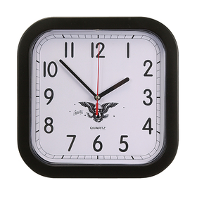 STOPNGO Line Custom Black Rounded Square Wall Clock, 9 1/4" x 9 1/4"