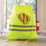 210D Neon Polyester Reflective Drawstring Backpack