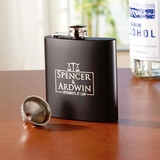 Black Flask Set With A Funnel Packaged In A Presentation Box
