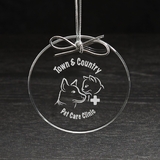 Circle Glass Ornament With A Beautiful Clear Glass Ornamen