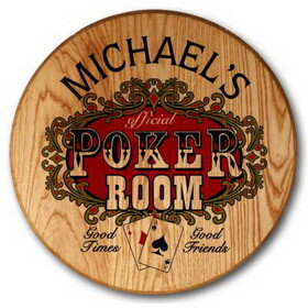Thousand Oaks Barrel 6042 'Poker Room' Personalized Barrel Head (6042)