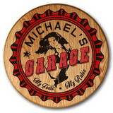 Thousand Oaks Barrel 6044 'Garage Girl' Personalized Oak Barrel Head Sign 6044