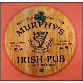 Thousand Oaks Barrel BHR12 'Irish Pub' Personalized Oak Barrel Head Sign (Bhr12) (115)