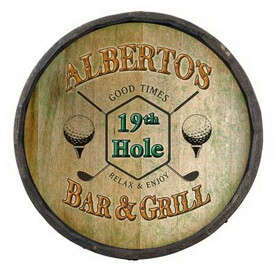 Thousand Oaks Barrel C35 19Th Hole Bar & Grill Quarter Barrel Sign (C35)