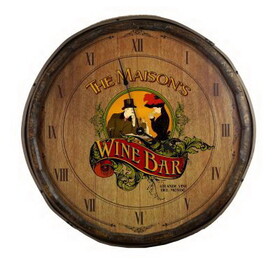 Thousand Oaks Barrel QBCLOCK-B814 Personalized "Wine Bar" Quarter Barrel Clock (B814)