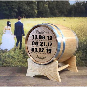 Thousand Oaks Barrel WB979 Personalized Wedding Barrel Card Holder Significant Dates Of Meeting, Engagement, And Marriage