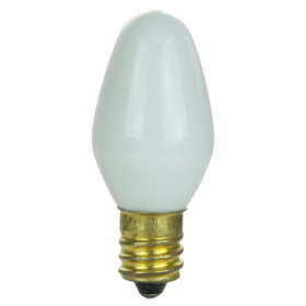 Sunlite 01059 7C7 Incandescent Bulb, 7 Watt, Candelabra E12 Base, C7 Small Night Light, Colored Bulb, White, 12 Count