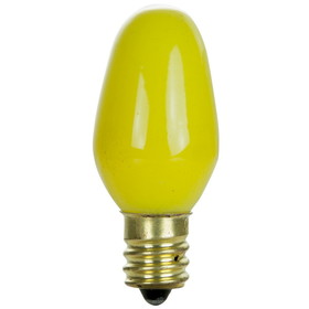 Sunlite 01061 7C7 Incandescent Bulb, 7 Watt, Candelabra E12 Base, C7 Small Night Light, Colored Bulb, Yellow, 12 Count