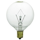 Sunlite 01584-SU 60 Watt G16.5 Globe Light Bulb, Candelabra Base, Clear, 2 Pack
