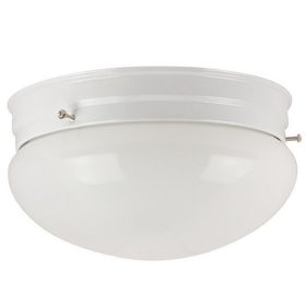 Sunlite 04490-SU HALL6/WH 6" Decorative Mushroom Style Ceiling Fixture, White Finish, White Glass