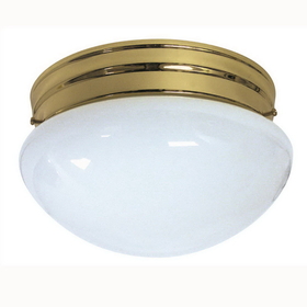 Sunlite 04498-SU HALL8/PB/GU24/2-18/ES 8" Energy Saving Mushroom Style Fixture, Polished Brass Finish, White Glass