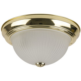 Sunlite 11&#8243; Decorative Dome Ceiling Fixture, Polished Brass Finish, Frosted Glass