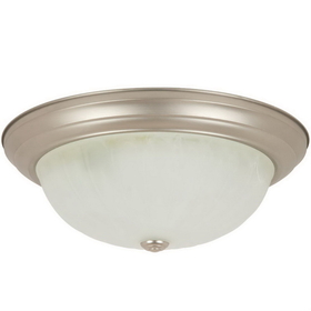 Sunlite 04588-SU DBN13/AL 13" Decorative Dome Ceiling Fixture, Brushed Nickel Finish, Alabaster Glass