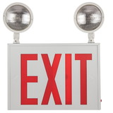 Sunlite 05275 LED Steel Exit Sign Combo, White Housing with Red Lettering, 90-Minute Battery Power Back-Up, Triple-360 Degree Adjustable Head Lamps, 200 Lumens, 120-277V, Fire Safety, NYC Compliant