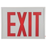 Sunlite 05276 LED Steel Exit Sign, White Housing with Bright Red Lettering, 90-Minute Battery Power Back-Up, Dual Voltage 120-277V, Ceiling or Wall Mount, Long Lasting, Fire Safety, NYC Compliant