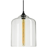 Sunlite 07046-SU Vintage-Inspired Glass Cloche Dome Pendant, Farmhouse Light Fixture, Medium (E26), 49-Inch Braided Woven Cord, 60 Watts Max (Bulb Not Included), 12