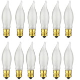 Sunlite 7CFF/25/12PK Flame Tip 7.5W Incandescent Petite Chandelier Light Bulb, Candelabra (E12) Base, Frosted Bulb (12 Pack)