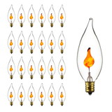 Sunlite 3CFC/25PK 3W Halloween Incandescent Chandelier Flickering Flame Light Bulbs with Candelabra E12 Base and Crystal Clear Bulb (25 Pack)