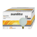 Sunlite 40151-SU G16.5 Globe Light Bulbs 15 Watts, Candelabra Base (E12), 120 Volt, Incandescent, Dimmable, 12 Pack, 2600K Warm White, 12 Count