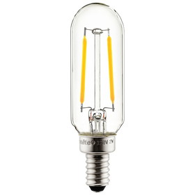 Sunlite 40237 LED Filament T8 Tubular Light Bulb, 2 Watts (25W Equivalent), Candelabra E12 Base, Dimmable, 85 mm, UL Listed, 6 Count, 120 Lumens, 2200K Amber