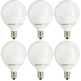 Sunlite 40296-SU Led G16.5 Globe 5W (40W Equivalent) Bathroom Vanity E12 Candelabra Frost Dimmable Light Bulb, (6 Pack), Frosted