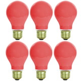 Sunlite 60A/R/6PK Incandescent Red A19 60W Light Bulbs with Medium E26 Base (6 Pack)