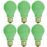 Sunlite 40A/G/6PK Incandescent A19 40W Light Bulbs, Medium (E26) Base, 40 Watts, Green-6 Pack, 6 Count