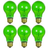 Sunlite 25A/TB/G/6PK Incandescent Green A19 25W Light Bulbs with Medium E26 Base (6 Pack)