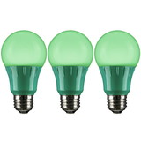 Sunlite 40451-SU LED A19 Colored Light Bulb, 3 Watts (25w Equivalent), E26 Medium Base, Non-Dimmable, UL Listed, Green 3 Pack