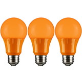 Sunlite 40452-SU LED A19 Colored Light Bulb, 3 Watts (25w Equivalent), E26 Medium Base, Non-Dimmable, UL Listed, Orange 3 Pack
