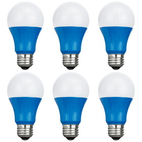 Sunlite  A19/3W/B/LED/6PK LED Colored A19 3W Light Bulbs with Medium (E26) Base (6 Pack), Blue