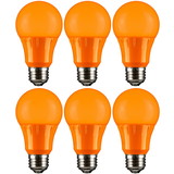 Sunlite  A19/3W/O/LED/6PK LED Colored A19 3W Light Bulbs with Medium (E26) Base (6 Pack), Orange