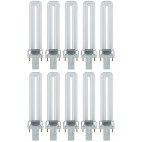 Sunlite PL7/SP27K 10PK 2-Pin Fluorescent 7W 2700K Warm White U Shaped PL CFL Twin Tube Plugin Light Bulbs with G23 Base (10 Pack)