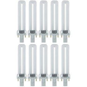 Sunlite PL7/SP41K 10PK 2-Pin Fluorescent 7W 4100K Cool White U Shaped PL CFL Twin Tube Plugin Light Bulbs with G23 Base (10 Pack)