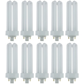 Sunlite PLT32/E/SP50K/10PK 5000K Super White Fluorescent 32W PLD Triple U-Shaped Twin Tube CFL Bulbs with 4-Pin GX24Q-3 Base (10 Pack)