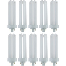 Sunlite PLT42/E/SP27K/10PK Fluorescent 42W PLD Triple U-Shaped Twin Tube CFL Bulbs, 4-Pin GX24Q-4 Base, 2700K Warm White, 10 Pack, 2700K-Warm, 10 Count