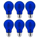Sunlite 40940 LED Filament A19 Standard 4.5-Watt (60 Watt Equivalent) Colored Transparent Dimmable Light Bulb, Blue, 6 Pack