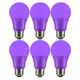 Sunlite 40946 Purple LED A19 3 Watt Medium Base 120 Volt UL Listed LED Light Bulb, last 25,000 Hours, 6 Pack