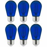 Sunlite 40972 LED Filament S14 Sign 2-Watt Transparent Dimmable Light Bulb Blue 6 Pack