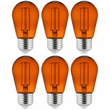 Sunlite 40975 S14 Sign 2-Watt Transparent Dimmable Light Bulb Orange 6 Pack