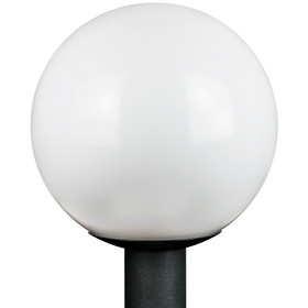Sunlite 41320-SU 12&#8243; Decorative Outdoor Globe Post Mount Fixture, Medium Base (E26) Socket, Mounts on 3&#8243; Post (Not Included), UL Listed, White Globe, Black Base