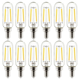 Sunlite 41344 LED Filament T8 Tubular Light Bulb, 2 Watts (25W Equivalent), Candelabra E12 Base, Dimmable, 85 mm, UL Listed, 12 Count, 130 Lumens, 2700K Warm White