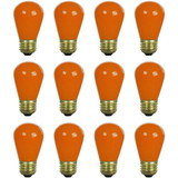 Sunlite 41479-SU S14 Incandescent Colored Party String Light Bulb, 11 Watts, Medium Base (E26), Dimmable, Mercury Free, Orange 12 Pack