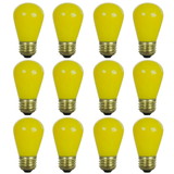 SUNLITE 41480-SU S14 Incandescent Colored Party String Light Bulb, 11 Watts, Medium Base (E26), Dimmable, Mercury Free, Yellow 12 Pack
